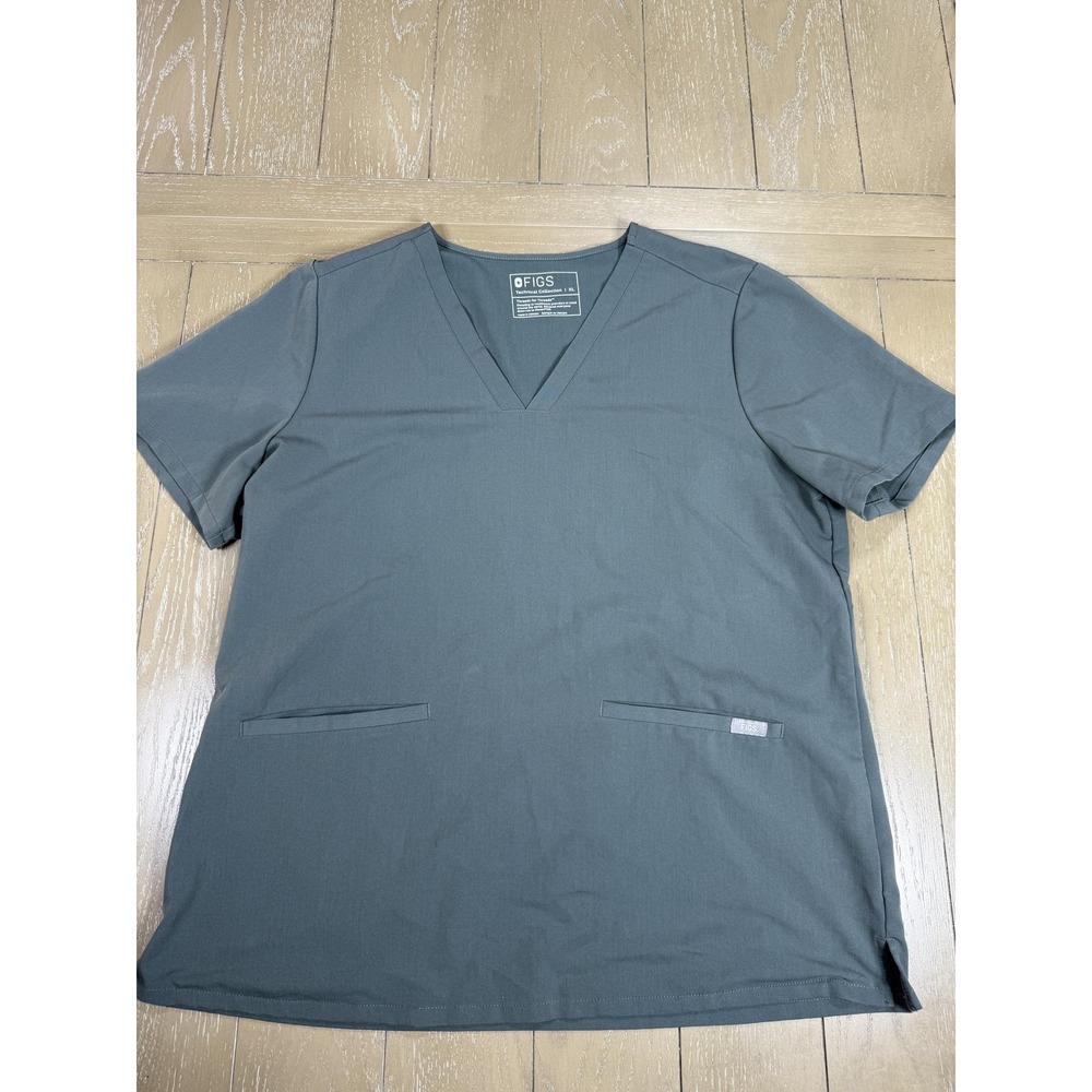 FIGS Casma Scrub Top XL‎ Gray V-Neck Technical Scrub Top Pockets